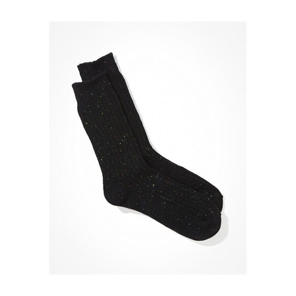 AEO Donegal Boot Sock Mens One Size Black Like New Flecked Knit